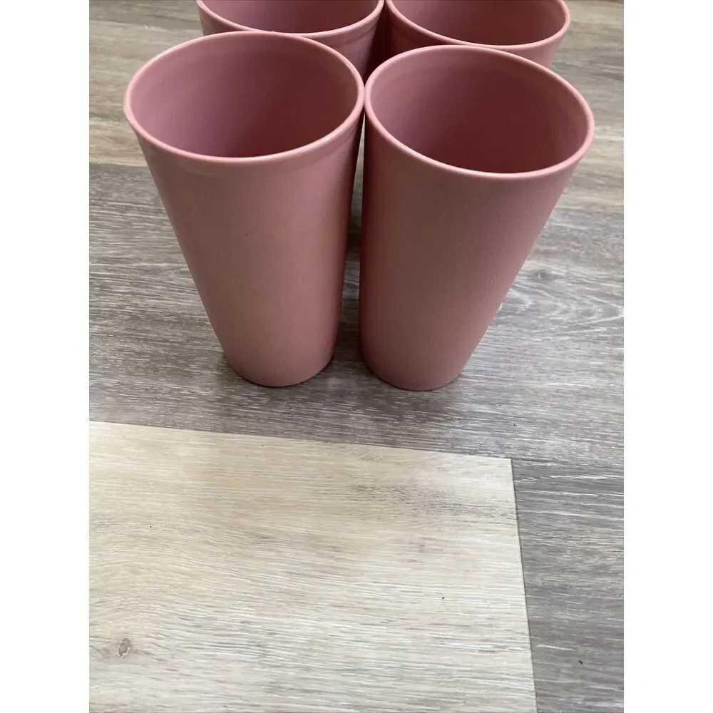 Vintage Set of 6 Tupperware 12 oz Tumblers 873 15 Pink